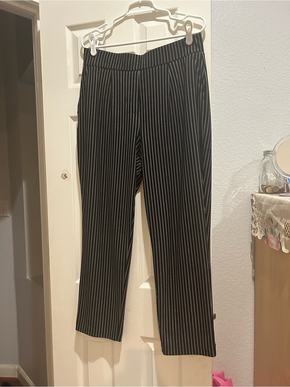 Hilary Radley Black Pinstripe Trousers